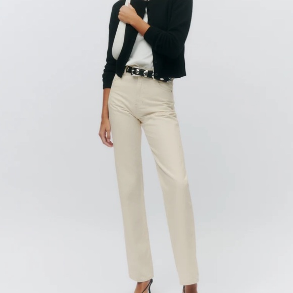 Reformation Denim - Reformation Abby High Rise Straight Jeans - Cream